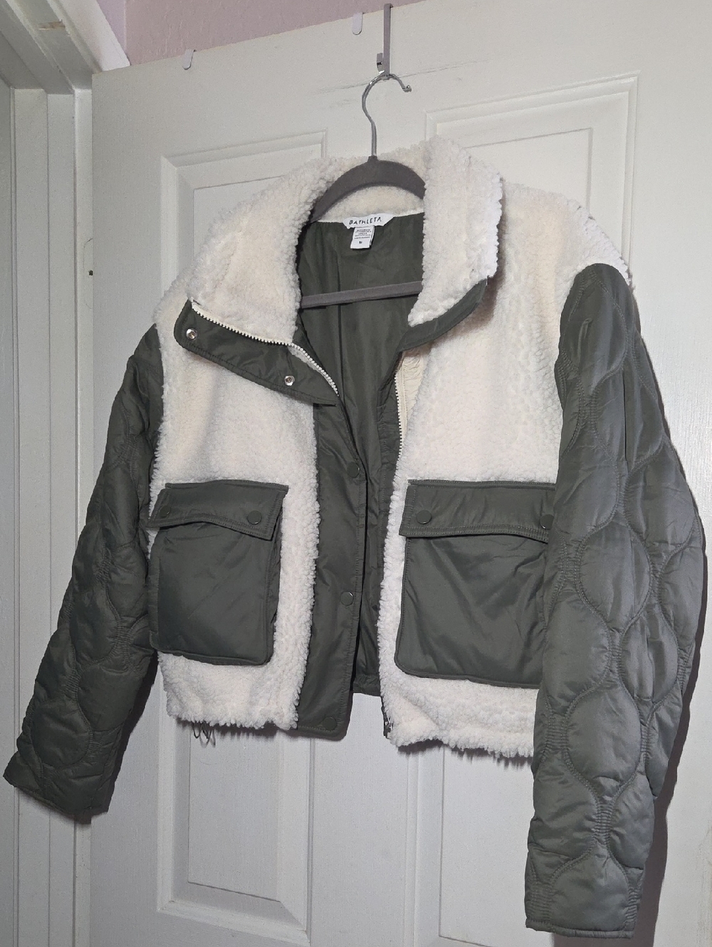 Athleta Fleece Hybrid Cropped Jacket Size Medium - Picture 3 of 7